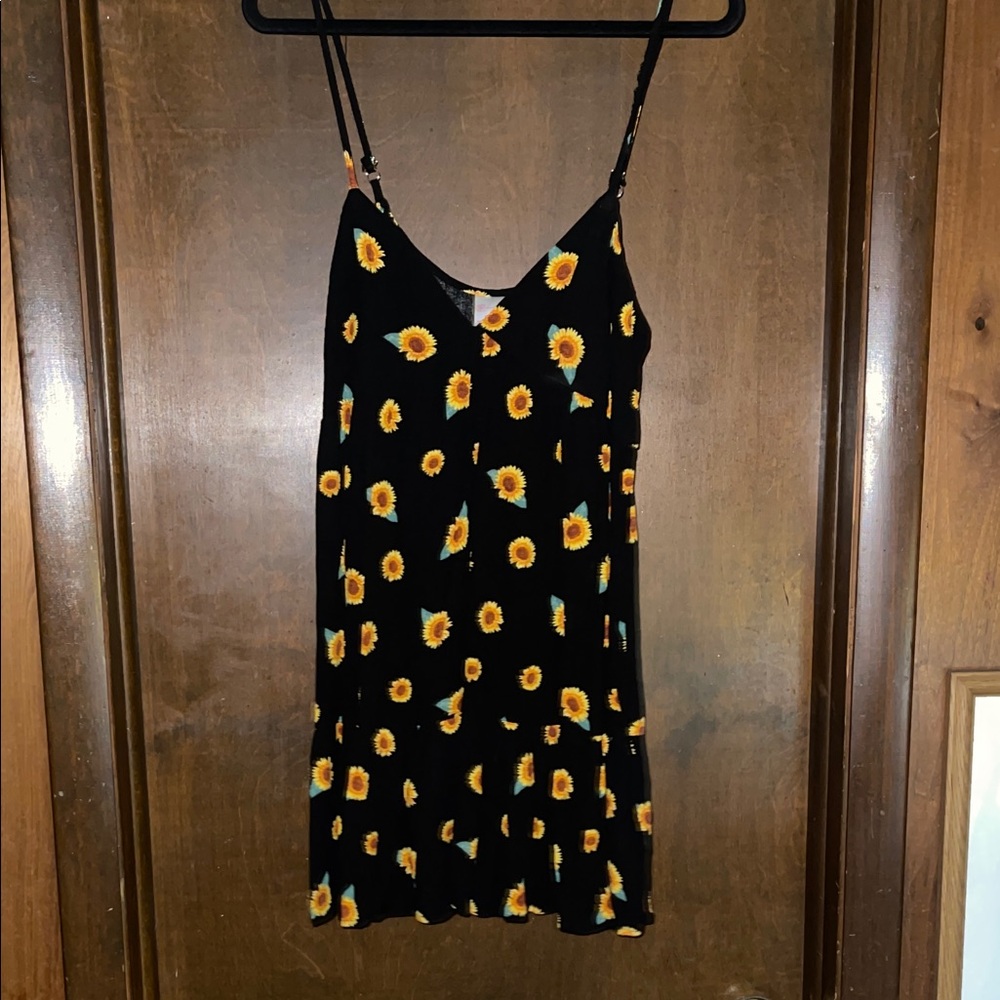 No Boundaries Black Dress with Sunflower Design